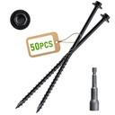 [Pack of 50] #14 x 6 inch Wood Structural Screws, Heavy Duty Hex Head Black Timber/Log/Landscaping Wood Screws, Rust Resistant, Hex Socket Included