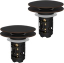Hibbent 2 Pack 3 in 1 Bathroom Sink Drain Strainer, Pop Up Sink Stopper with Big Push Cap, Anti-Clogging Metal Filter Basket,Sink Plug with Hair Catcher for 1.1''~2.36'' Basin, Oil-Rubbed Bronze