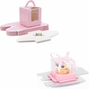 EUSOAR 25pcs Individual Cupcake Boxes and 12pcs Plastic Pink Cupcake Boxes, Single Cupcake Carrier Containers, Single Transparent Cupcake Holder Carrier with Ribbons for Wedding Party Bakery Favor