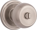 BRINKS - Stafford Bedroom Bathroom Privacy Lockset Door Knob, Satin Nickel - Modern Decor Interior Door Lever Handle Set Privacy Lock Opens Hands-Free