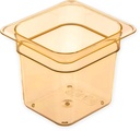 Carlisle FoodService Products StorPlus High-Heat 1/6-Size Food Pan, 6 Deep Food Storage Container with 2.5 Quart Capacity, High Heat Plastic, 1/6 Size, Amber, (Pack of 6)