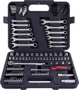 121 Piece Mechanic Tool Set, 1/4 & 3/8 Inch Drive Metric & Standard Socket Wrench Kit, for General, Home, Car, Mechanics, Automotive Repair Tool Kit and as A Gift