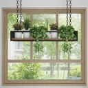 Hanging Wine Glass Rack Plants Flowers Stand Storage Rack Ceiling Hanging Shelf for Bar Cellar/Restaurants/Kitchens,Overhead Garage Holder Wood and Iron Floating Shelves with Guardrail