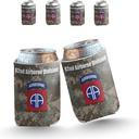 VictoryStore Can Coolers – 82nd Airborne Division Military Drink Sleeves – Set of 6 Patriotic Foldable Coolies for 12 oz Cans & 12–16 oz Bottles – Reusable, Durable, Full-Color Design