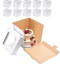JJO Tall Cake Boxes for Tier Cakes, 10 Pack 12x12x12 Inch,White Cake Boxes with Window,Sturdy Tall Cake Carrier, Disposable Cake Containers