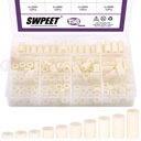 Swpeet 150Pcs Nylon Round Spacer Standoff Screw Nut Assortment Kit, Nylon PA66 Plastic Standoff OD 11mm and ID 6.2mm Length 3mm 4mm 5mm 8mm 10mm 12mm 15mm 18mm 20mm 25mm for M6 Screws Prototyping