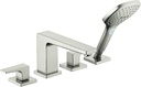 hansgrohe Metropol Modern 2-Handle 19-inch Wide Roman Tub Filler Freestanding Bathtub Faucetand Shower Set in Brushed Nickel, 32553821