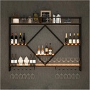 Wine Rack Wall Mounted with Wine Glass Holder,Liquor Shelf with LED Lights,Floating Bar Shelves,Wall Wine Rack,Metal Wine Storage Racks for Kitchen Bar Cellar Home Decor,Gold/Black (Color : Bl
