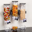 bangminda Triple Candy Dispenser, Wall Mounted Grain Dispenser, Cereal Dispenser with3 Cups,Food Storage Container for Pantry Candy, Nuts, Rice Coffee Beans, large, Clear