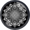 4 Pack Black and White Mandala Flower Kitchen Cabinet Knobs Round Drawer Pulls Dresser Cupboard Door Handles