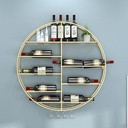 Wall Mounted Wine Rack Round Wine Bottle Storage Shelf Gold Metal Glass Goblet Hanging Holder Bar Wine Cellar Kitchen Counter Floating Display Shelves Home Decor (Size : 70x11x70cm