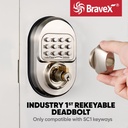 Keyless Entry Keypad Deadbolt Door Lock, Sabbath Lock Zinc Alloy Commercial Grade 1 Rekeyable 100% Mechanical Shabbos - No Risk of Low Power, Compatible W/ SC1 Keyways - Round Style
