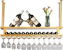 Wine Glass Hanger Rack, Wine Glass Holder Adjustable Width and Height Metal Ceiling Bottle Rack 3 Layers Stable Wine Display Shelves, for Kitchen Wine Cellar Bar