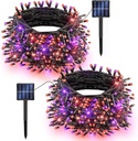 TW SHINE 2 Pack Solar Halloween Lights Decorations Outdoor, Total 400LED 132FT Solar Powered Outdoor Halloween Light with 8 Modes, Waterproof Halloween Decor for Home Tree Party Yard (Purple & Orange)
