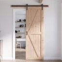 FREDBECK 32in x 96in Sliding Barn Door with 5.5FT Barn Door Hardware Kit Included Wood K Shape Solid Spruce Panel Need to Assembly