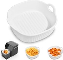 Ceramic Air Fryer Bowl Liners Reusable, Easy Clean Ceramic Liners for Air Fryer Basket, Air Fryer Accessories, AirFryer Basket Bowl, White (Top 8in, Height 3.7in)
