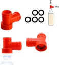 MRbrew 3 PCS Plastic Carbonation Cap Tee Adapter, Connect Gas Ball Lock and Beer Disconnect Simultaneously, Oxygen Free Brewing Soda PET Bottles Counter Pressure Bottle Filling Cap Handy 3-Way Adapter