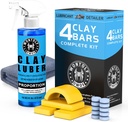 Wontolf Car Clay Bars Auto Detailing and Clay Luber Synthetic Lubricant Kit, Premium Grade 4 Clay Bars, Clay bar Lubricant Tablets 10 Pack(1pc=16 fl oz), Car Wash Kit for Detailing Cleaning