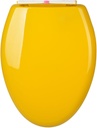 Soft Close Toilet Seat with Quiet-Close Lid, Color Elongated Toilet Seat Load 400 Lbs, V Type Plastic Toilet Lid with Adjustable Mounting Hardware,Yellow