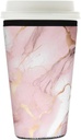 Pink Rose Gold Marble Print Reusable Iced Coffee Sleeve Neoprene Insulated Drink Holder, Washable Anti-Slip Cold Cup Sleeve for Tumblers Bottles Glasses 26-28oz