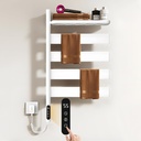 Swivel Heated Towel Rack, Wall Mounted Electric Towel Warmer Rack, 4 Square Bars Towel Dryer with Tray, Towel Heater with LED Timer and Temperature Control for Home, Bathroom (G69-White)