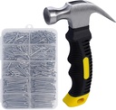 580Pcs Small Nails & 10oz 3rd Gen Mini Hammer - Picture Hanging Kit: 290 Finishing & 290 Wall Nails for Hanging Pictures, Wall Decor