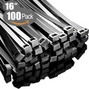 Zip Ties 16 inch(100 Pack), 60 lb, Black Cable Ties, UV Resistant Wire Ties for Indoor and Outdoor Use, Paloka