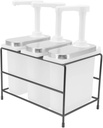 FOSA Condiment Pump Dispenser, Sauce Dispenser with 3 Jars, Hand Press Syrup Pump Dispenser with Iron Fram, for Milk Tea Home Kitchen 2L 40x18.5x35cm/15.7x7.3x13.8in (1L, fosakIbgVCCiOC-11