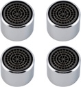 Hibbent 4 Pack Faucet Aerator, Kitchen Sink Aerator Shell with Built-in Filter, 55/64 Female Thread Bathroom Faucet Filter, Splash-Proof, Chrome Finish