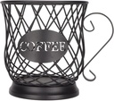 Coffee Capsule Basket Iron Holder for Coffee Pod, Coffee Pod Organizer Unique Hollow Structure Prevents Capsules, Multipurpose Storage Basket for Various Items (Black)