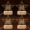 Sumind 4 Team Building Appreciation Gift for Employee Christmas Inspirational Acrylic LED Night Light Engraved Lamp Wood Base Thank You Gifts for Team Member Volunteer Coworker (Star)