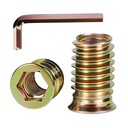 30 PCS M8-1.25 x 25mm Threaded Inserts for Wood Professional Threaded Insert Nuts for Furniture & Wooden Products, Hex Spanner Included