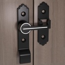 LISHAN Vintage Black Metal Door Knob Latch - Heavy Duty Barn Door Lock with 180° Rotating Mechanism, Easy Installation, Farmhouse Style, for Gates & Outdoor Use