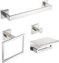 4-Pieces Bathroom Accessories Set, Towel Bar Towel Racks Towel Holder Toilet Paper Holder Stainless Steel Bathroom Hardware Set Wall Mounted Towel Racks for Bathroom, Brushed Nickel, 16 Inch