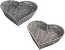 2Pcs Heart Shaped Fruit Rattan Basket,Multipurpose Durable Bread Rattan Basket,Easy to Use,Resuable Vegetable Storage Basket Table Decoration for Home Kitchen(Grey)