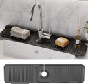 WAFT YEARN 24X5 Inch Silicone Durable Faucet Mat Kitchen Sink Splash Guard Draining Protector Tray Liner Absorbent Protective Counter Accessories For Sink Kitchen Bathroom Laundry Room Bar & RV Black