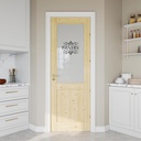 28" x 80" Glass Pantry Door, Wood Doors with Half Lite Frosted Glass, as French, Sliding, Bifold, Pocket, Barn Door Slab, Interior Doors with Self-Adhesive Waterproof & Fade-Resistant Pantry Stiker