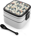 Bento Lunch Box for Women Lunch Containers for Adults Indian Style Elephant Double Layered Lunchbox Large Capacity Bento Box with Cutlery for Work Picnic Camping Travel