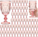 60 Pack Plastic Goblets 10oz Upgrade Vintage Water Goblet Plastic Wine Glasses Colored Retro Embossed Glassware for Party Wine Bar Juice Baby Shower Wedding Reception Grand (Pink)