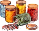 Outus 5 Pcs 23.7oz Vintage Glass Jar with Lids Colored Glass Canisters Jars with Airtight Wooden Lids for Kitchen Counter Flour Sugar Cookie Coffee Tea Storage Containers