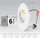 ASD Retrofit 6 Inch Gimbal LED Recessed Light - White Trim 15W 1236LM 2700/3000/3500/4000/5000K Adjustable Dimmable LED Downlights | Rotating Swivel Directional Eyeball Lighting, ETL 6 Pack