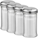 (Pack of 4) Sugar Shaker, Stainless Steel Pour-Flip Lid 12 Oz Clear Durable Plastic Sugar Jar Sugar Dispenser With Pour Spout Sugar Container For Coffee Bar Accessories And Organizer Geex Depot