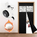 Magnetic Insulated Door Curtain for Wintern 26 to 96 Inch, Cotton Thermal Screen Door Cover with Clear Window and Auto Closure, Draft Stopper Interior Exterior Temporary Doors(Black,45x88)