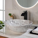 Ceramic Vessel Sinks Oval Bathroom Sink Above Counter Vessel Sink with Faucet and Drain Combo 16 inch Marbling Vessel Bathroom Sinks Bowl