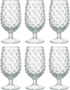 Creative Co-Op Glass Hobnail Stemmed Drinking Glass, Clear, Set of 6