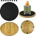 2 Pcs Tabletop Fire Pit Mat Set 10" Heat Resistant Mats Round Wooden Bamboo Tray with Fireproof Pad for Indoor Outdoor Winter Stoves to Protect Countertop and Table (12inch)