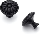 5 Pack 1-1/5 Inch Kitchen Cabinet Knobs Rustic Matte Black Drawer Handles for Cabinets, Dressers, Cupboards, Bathrooms, and Bedrooms