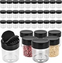 36 Pack 4 oz Mini Plastic Spice Jars with Black Flip Cap Clear Empty Spice Bottles Seasoning Bottles Round Food Safe Storage Containers for Kitchen Storing Powder Spice Containers
