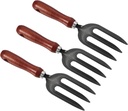 PATIKIL 10.6" 3 Tines Hand Gardening Fork, 3Pcs Carbon Steel Thickened Hardened Digging Pitch Fork for Backyard Weeding Farm Planting, Grey