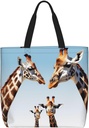Tote Bag for Women Colorful Giraffe Fans Lovers Shoulder Bag with Zipper Handbag Large Capacity Reusable Grocery Bag